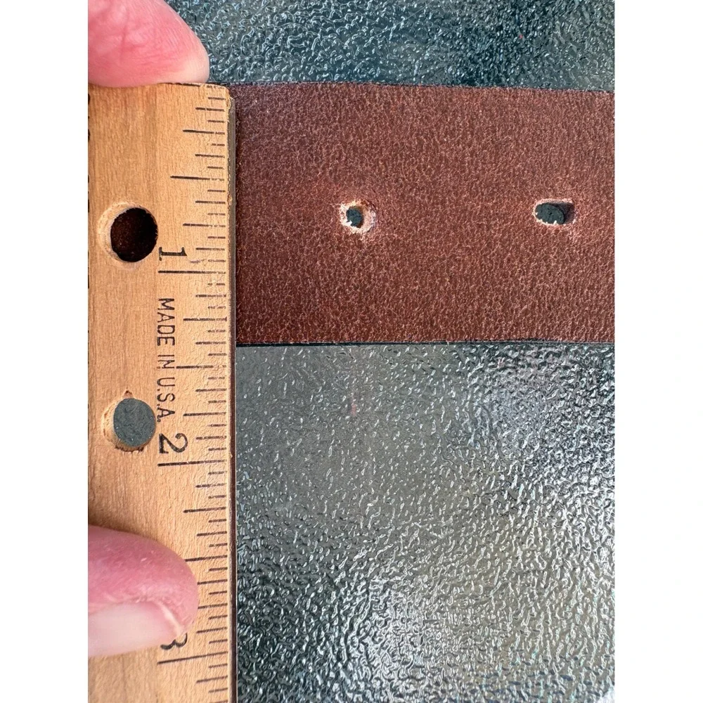 Buffway Mens Brown Genuine Leather Belt Size‎ 36 Brushed Metal Buckle Casual